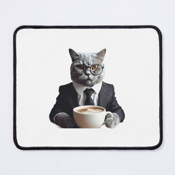 Item preview, Cat wearing suit and glasses and drinking coffee designed and sold by Roy Store.