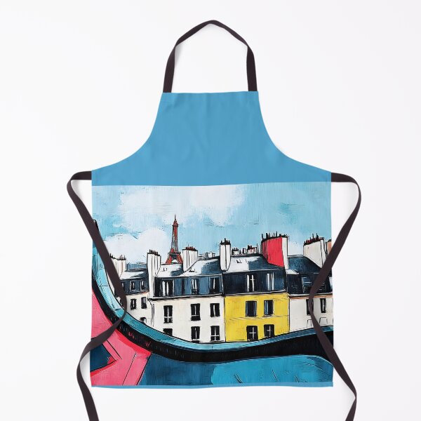 Item preview, Colorful Parisian Neighborhood with Distant Eiffel Tower- Whimsical Art with Wavy Lines Digital Art designed and sold by OlfactoART Studio.