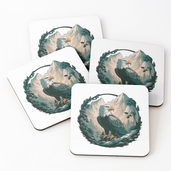 Item preview, An eagle surrounded by trees and mountains designed and sold by trendybutterfly.