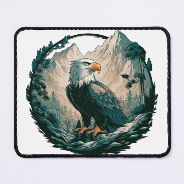Item preview, An eagle surrounded by trees and mountains designed and sold by trendybutterfly.