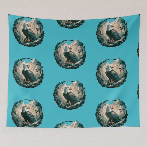 Item preview, An eagle surrounded by trees and mountains designed and sold by trendybutterfly.
