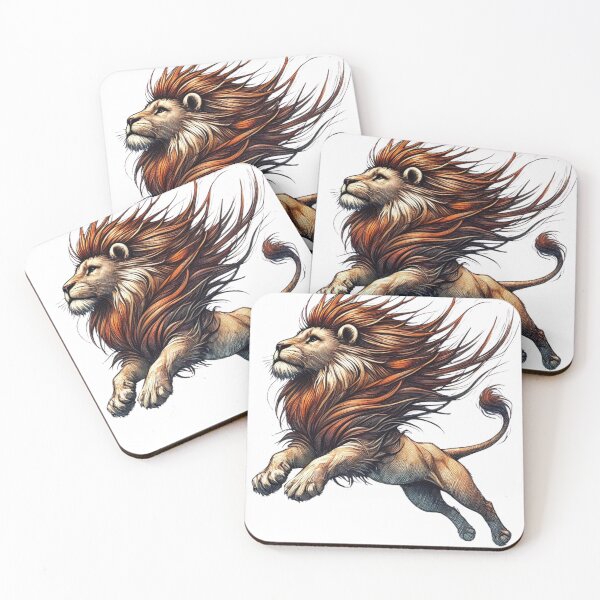 Item preview, Powerful Lion Leap in Sketchy Cartoon Style designed and sold by takeng07.