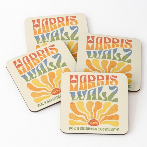 Item preview, Harris Walz 2024 Vintage Boho Groovy Retro Rainbow Kamala Harris 2024  designed and sold by PUFFYP.