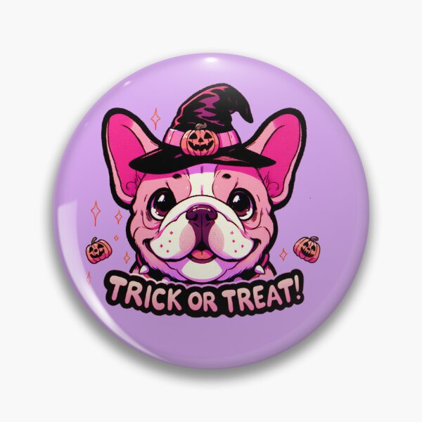 Item preview, Pink Frenchie saying trick or treat sticker and more designed and sold by CRandRRstickers.