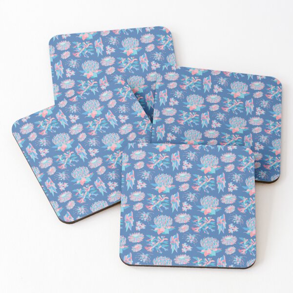 Item preview, Australian flowers pattern blue pink green designed and sold by blueidesign.