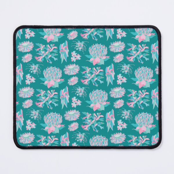 Item preview, Australian flowers pattern teal pink green designed and sold by blueidesign.