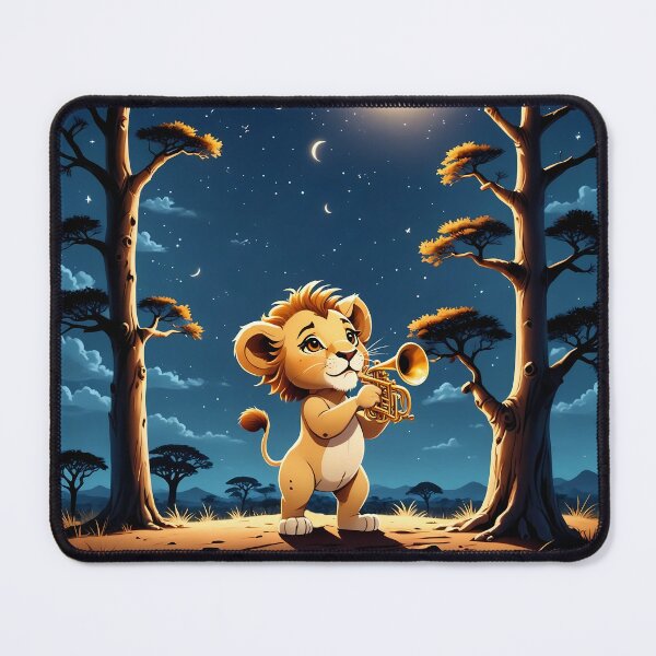 Item preview, Lion Cub Musician under the Moon designed and sold by Artbellachi.