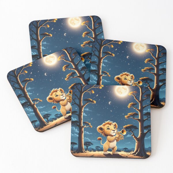 Item preview, Lion Cub Musician under the Moon designed and sold by Artbellachi.