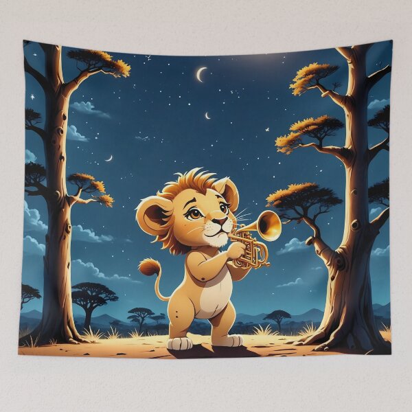 Item preview, Lion Cub Musician under the Moon designed and sold by Artbellachi.