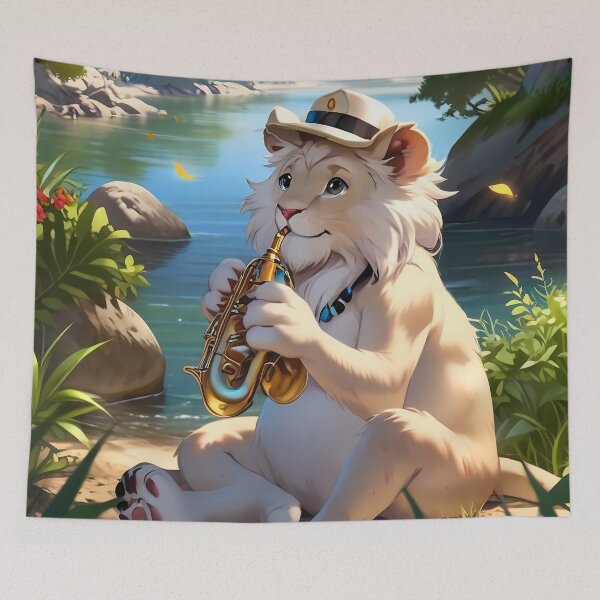 Item preview, White Lion Saxophonist designed and sold by Artbellachi.