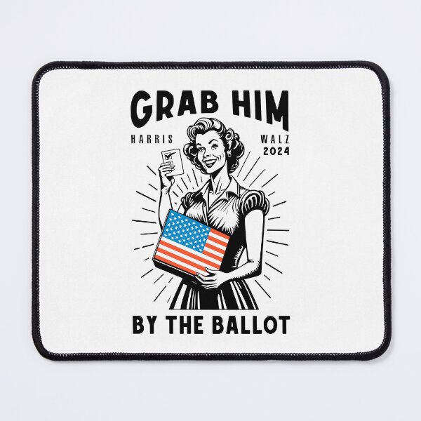 Item preview, Grab Him By The Ballot Harris Walz 2024 Vintage Ad USA Flag designed and sold by GrandeDuc.