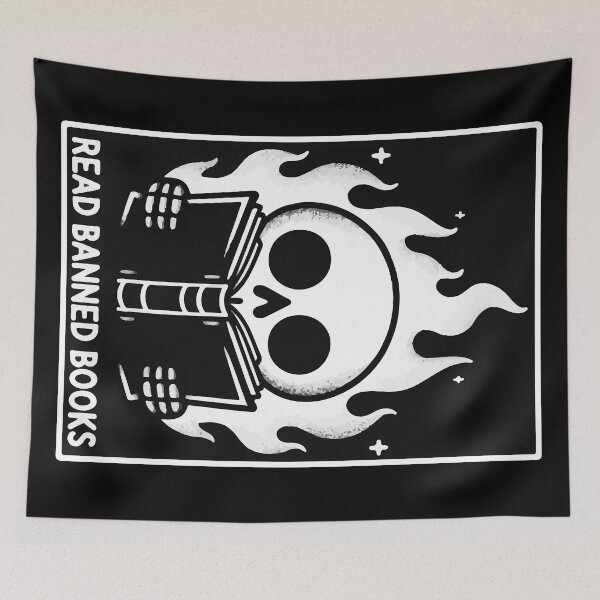 Item preview, Read Banned Books Monochromatic Skeleton designed and sold by TomFrontierArt.