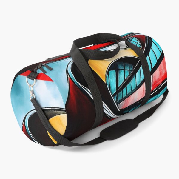 Item preview, Modern Architectural Design with Sleek Curving Lines and Bold Red Yellow Blue Palette - Abstract Art designed and sold by OlfactoART Studio.