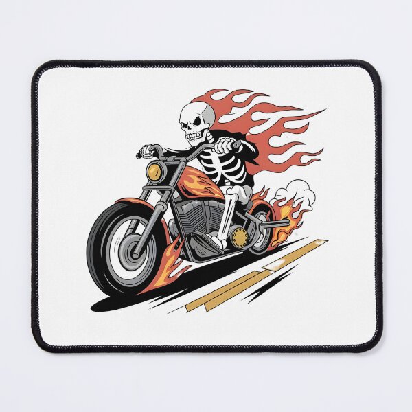 Item preview, Flaming Skeleton Rider – High-Speed Biker Art designed and sold by BNCH44.