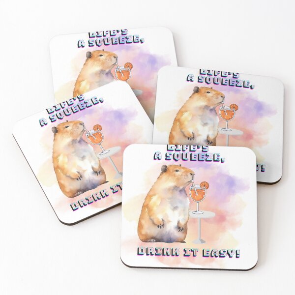 Item preview, Drink it Easy! Capybara, capybara orange, orange, Orange drink,  designed and sold by DesignByMalwina.