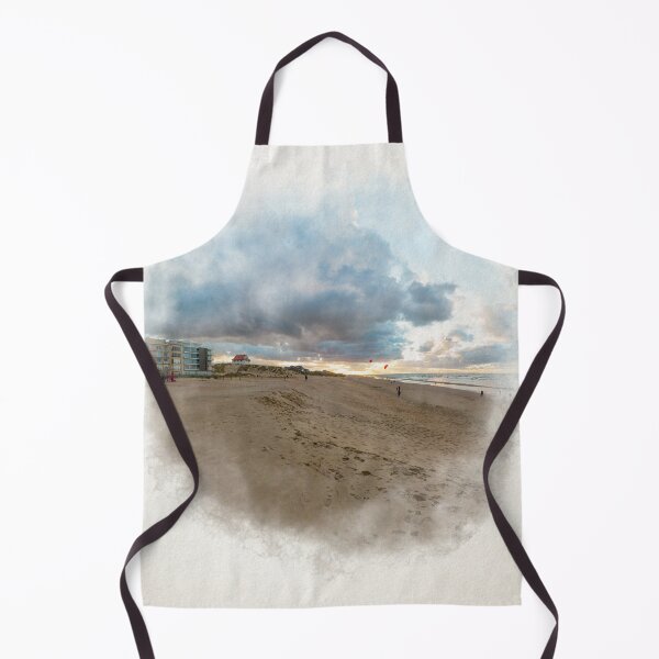 Item preview, Empty beach in autumn at sunset in watercolor designed and sold by FotoMahieu.
