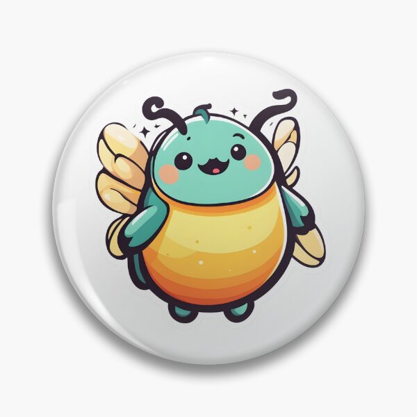 Item preview, Teal and Orange June Bug with Yellow Wings - Minimalist Firefly Art designed and sold by CrownedCanvas.