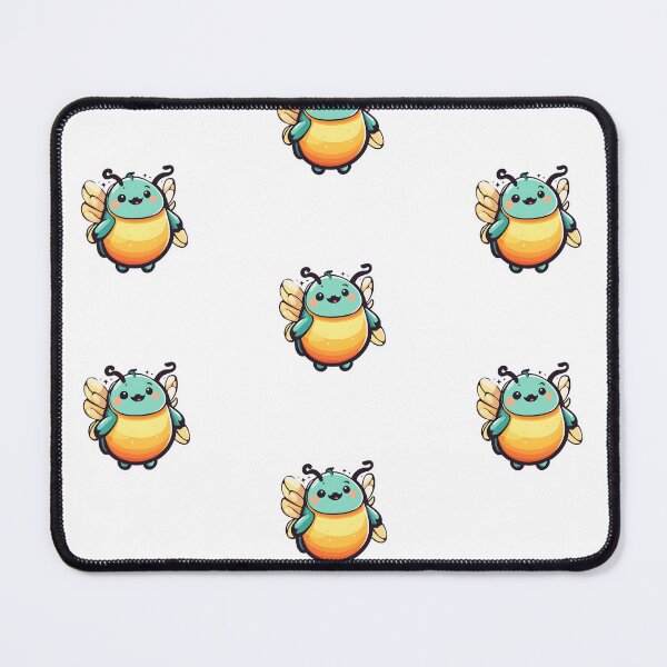 Item preview, Teal and Orange June Bug with Yellow Wings - Minimalist Firefly Art designed and sold by CrownedCanvas.