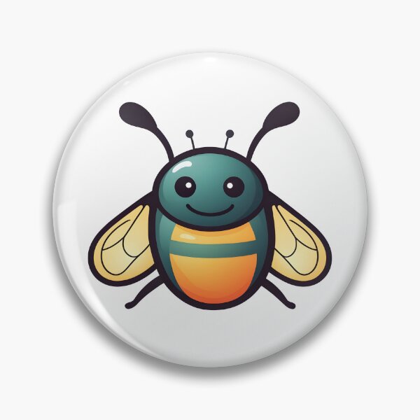 Item preview, Whimsical Teal and Orange June Bug with Yellow Wings - Minimalist Insect Art designed and sold by CrownedCanvas.