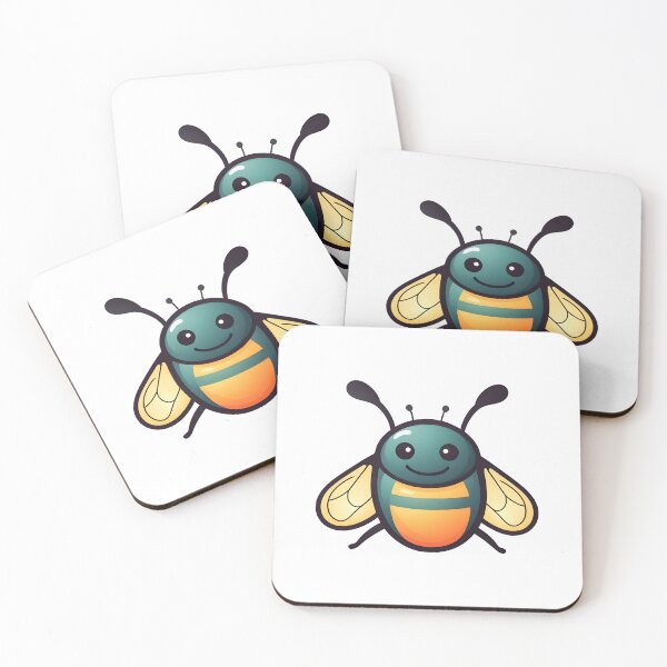 Item preview, Whimsical Teal and Orange June Bug with Yellow Wings - Minimalist Insect Art designed and sold by CrownedCanvas.