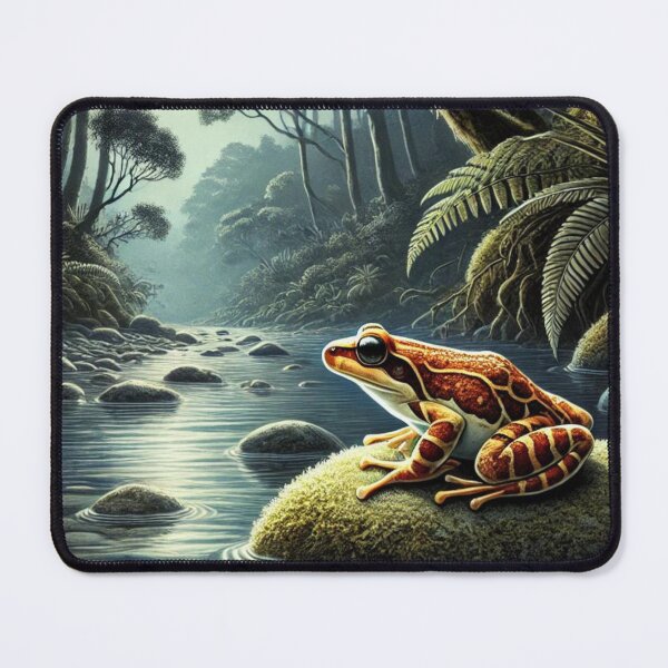 Item preview, Rare Frog in New Zealand Stream at Night - Moonlit Wildlife Art designed and sold by NocturnalNook.