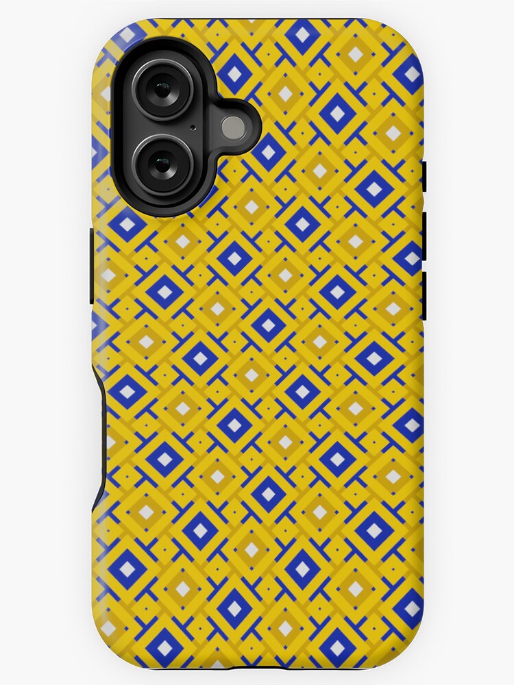 iPhone Case, Geometric Navy And Gold Colorful Diamond Checkerboard designed and sold by Triplicate Limited
