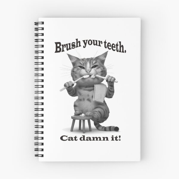 Item preview, Cat brushing teeth designed and sold by Attic-Junk.