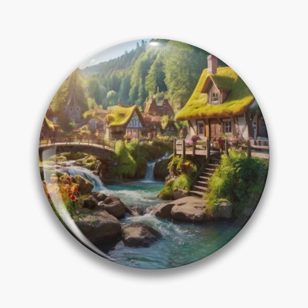 Item preview, Mystic Waterfall Village designed and sold by BlareBlare.