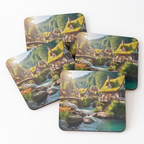 Item preview, Mystic Waterfall Village designed and sold by BlareBlare.