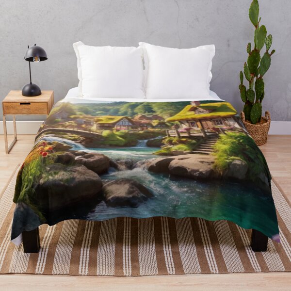 Item preview, Mystic Waterfall Village designed and sold by BlareBlare.