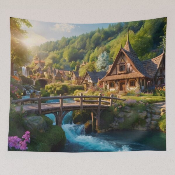 Item preview, Enchanted Village Stream designed and sold by BlareBlare.
