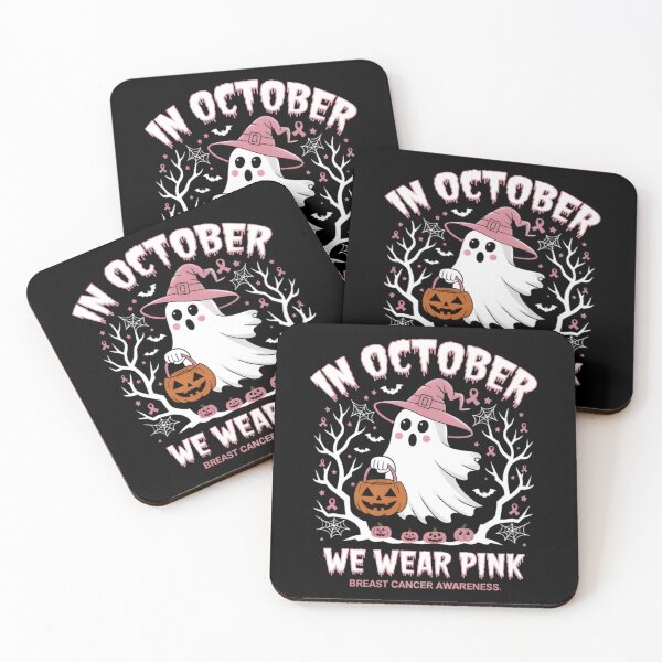 Item preview, In October We Wear Pink - Breast Cancer Awareness Halloween Ghost Design designed and sold by Charisma Enigma.