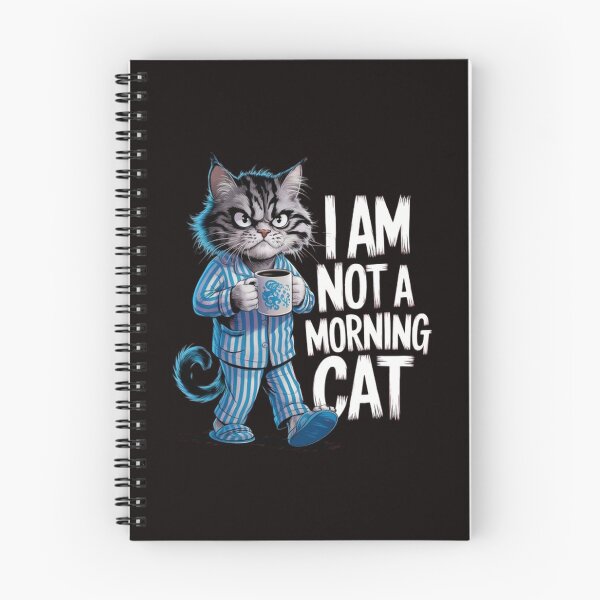 Item preview, Not a Morning Cat T-Shirt: Angry Furry Cat in Pajamas with Coffee designed and sold by masteryStore.