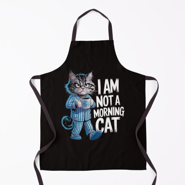 Item preview, Not a Morning Cat T-Shirt: Angry Furry Cat in Pajamas with Coffee designed and sold by masteryStore.