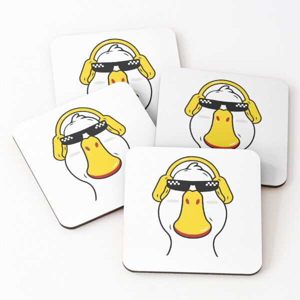 Item preview, duck wearing headphones listening to relaxing music, duck cute. designed and sold by stylegoose.