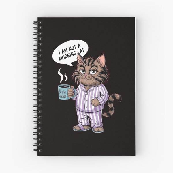 Item preview,  Not a Morning Cat T-Shirt: Angry Furry Cat in Pajamas with Coffee designed and sold by masteryStore.