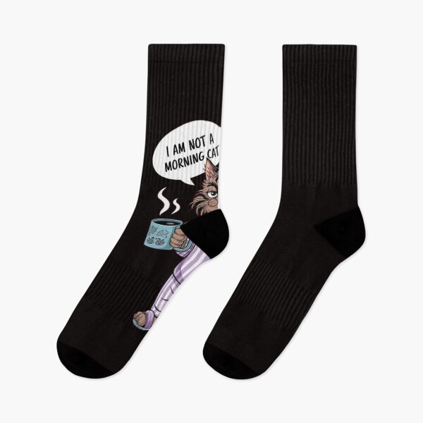 Item preview,  Not a Morning Cat T-Shirt: Angry Furry Cat in Pajamas with Coffee designed and sold by masteryStore.