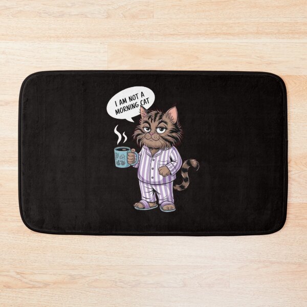 Item preview,  Not a Morning Cat T-Shirt: Angry Furry Cat in Pajamas with Coffee designed and sold by masteryStore.