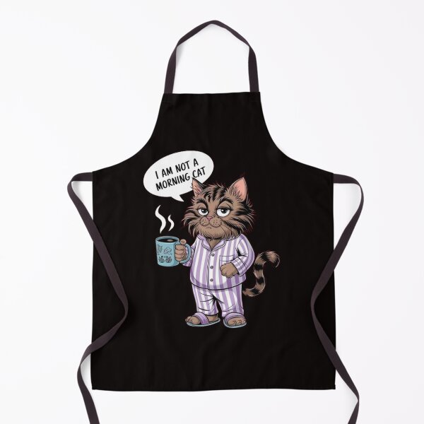 Item preview,  Not a Morning Cat T-Shirt: Angry Furry Cat in Pajamas with Coffee designed and sold by masteryStore.
