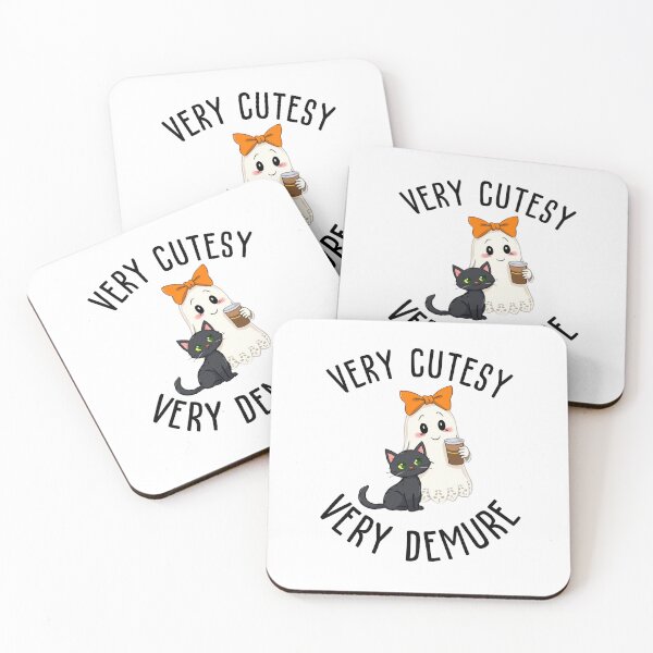 Item preview, Very Cutesy Very Demure Ghost with Coffee and Black Cat designed and sold by gillys.