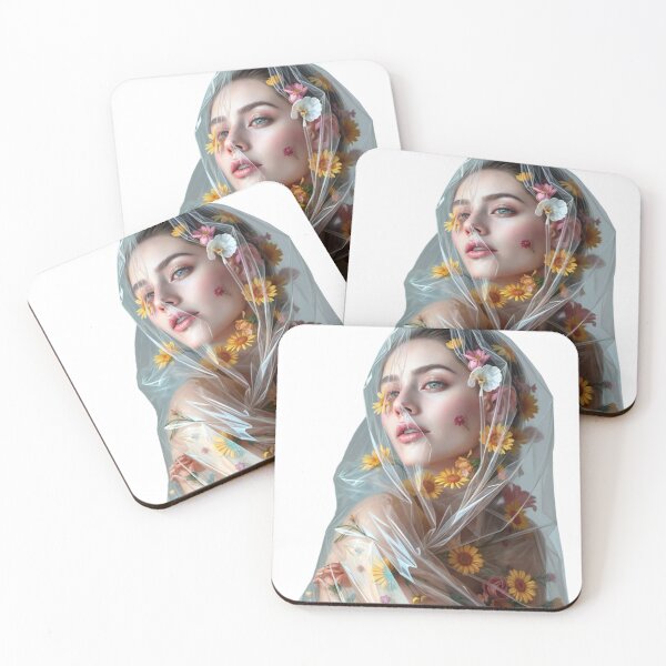 Item preview, woman with flowers in a plastic bag.  designed and sold by Creative88Art.