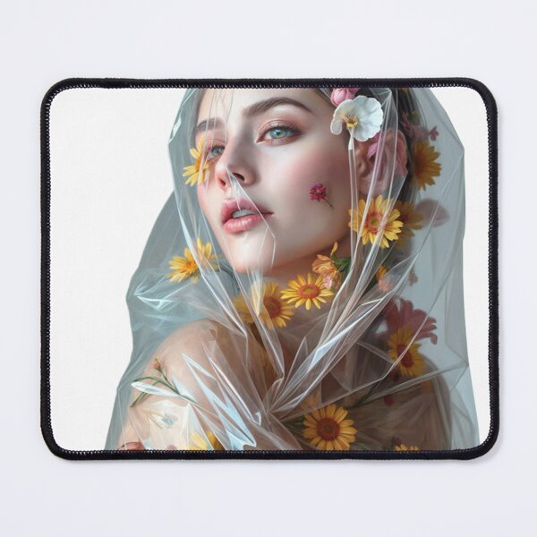 Item preview, woman with flowers in a plastic bag.  designed and sold by Creative88Art.