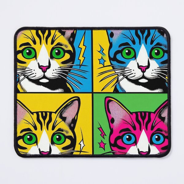 Item preview, Colourful cat faces in blocked colours designed and sold by Silbays.