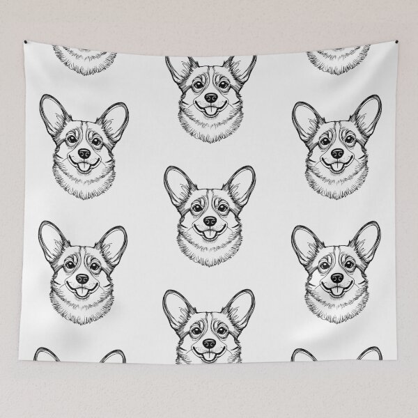 Item preview, Smiling Corgi in Black and White designed and sold by FreeStyleTrend.