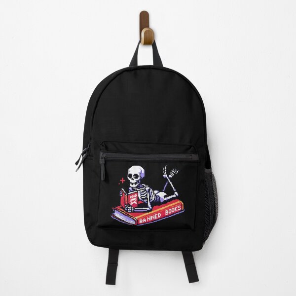 Item preview, Funny Read Banned Books Skeleton Pixel Art designed and sold by TomFrontierArt.