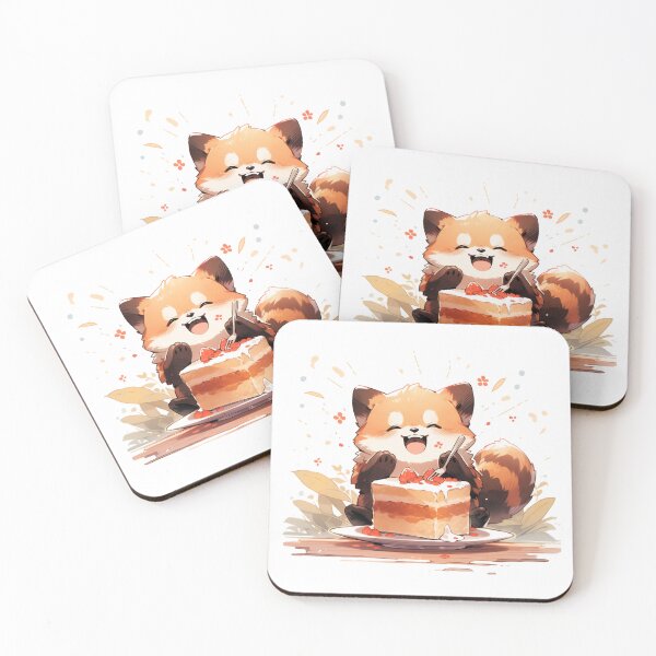 Item preview, Red panda eating a strawberry cake designed and sold by WoollenLlama.