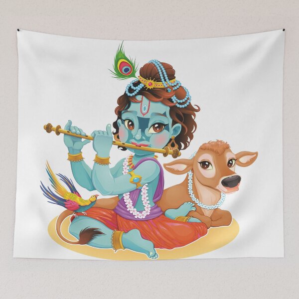 Item preview, Lord Krishna Playing Flute I Hindu Wall Art I Indian Stickers I Buddhism I Krishna Stickers designed and sold by tanabe.