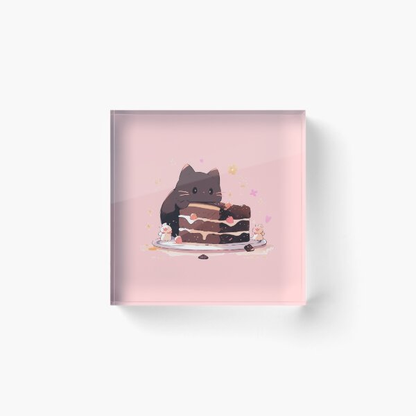 Item preview, Black cat eating a chocolate cake designed and sold by WoollenLlama.