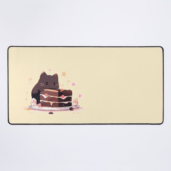 Item preview, Black cat eating a chocolate cake designed and sold by WoollenLlama.
