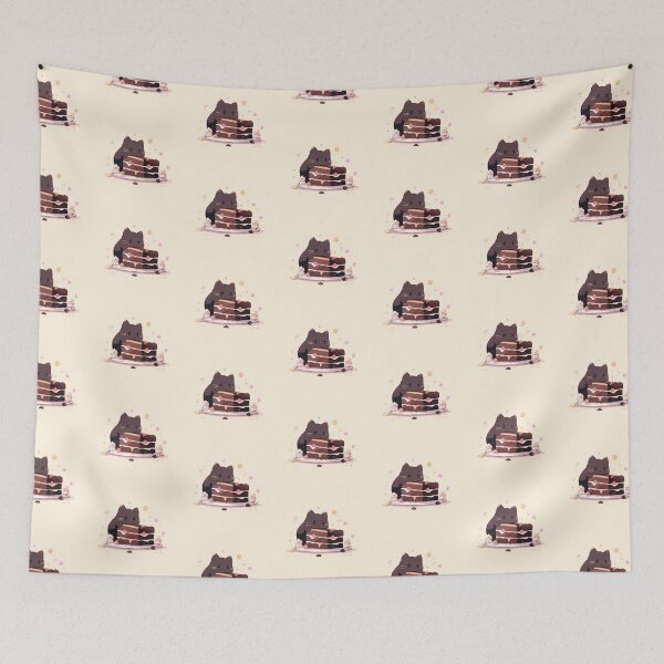 Item preview, Black cat eating a chocolate cake designed and sold by WoollenLlama.